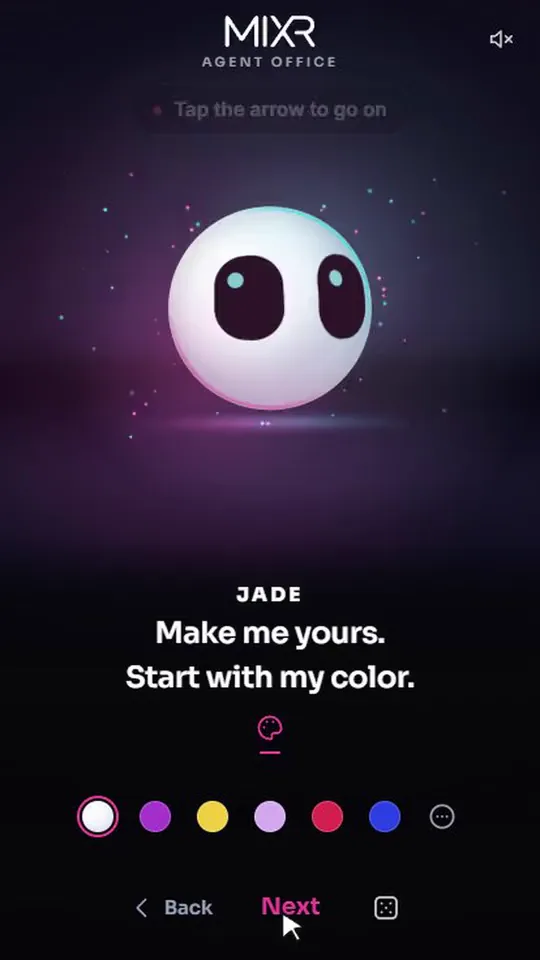 JADE in the Agentic Builder: pick her color, her glow and her eyes