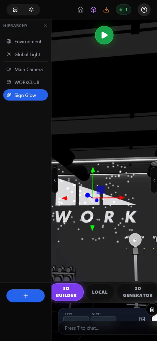 The MIXR Worlds 3D builder with WORKCLUB’s site inside